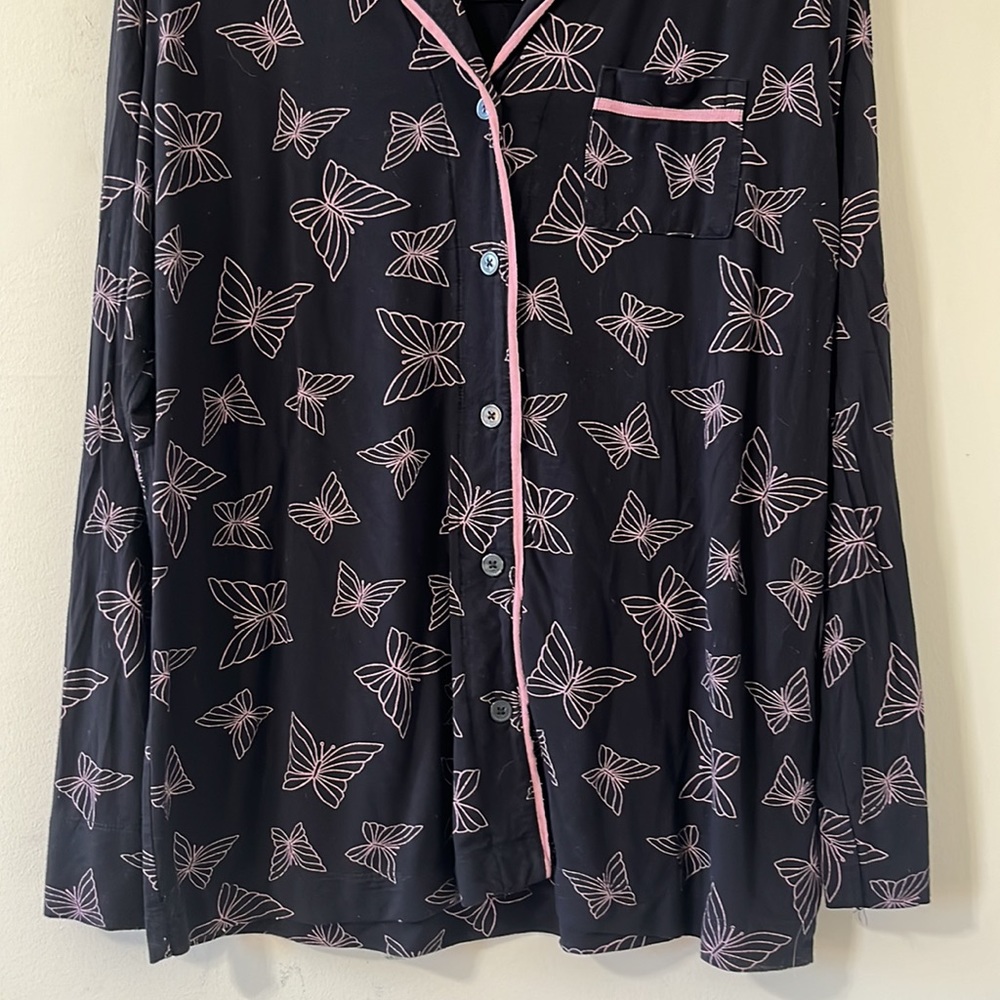 Soma Cool Nights Long Sleeve Grosgrain Trim Notch Collar Pajama Top Size Large - Picture 4 of 10